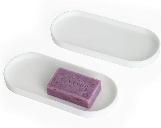 Lazy K Silicone Tray - Small Vanity Tray Organizer - Spoon Rest Holder - Multi-Purpose Modern Kitchen Sink, Bathroom, Counter Organizer (White)