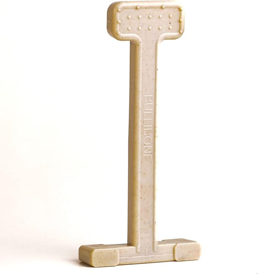 Bullibone Nylon Dog Chew Toy for Aggressive Chewers - Dental Hygiene Bone with Peanut Butter Flavor, Durable Tough Chew Toys for Large Dogs, Indestructible Dog Bone - Single