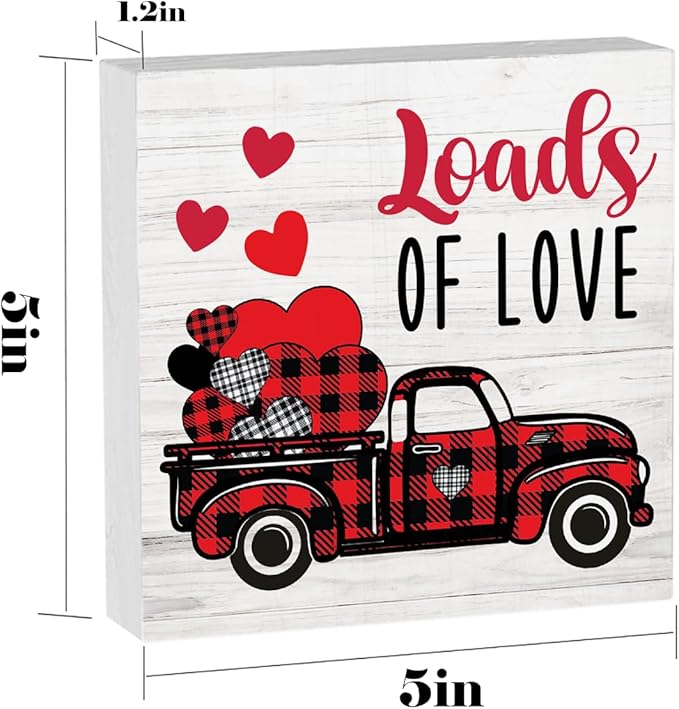 Loads of Love Valentines Decor for Home Valentine Theme Decorations Valentines Day Table Decor Anniversary Wedding Gifts Valentine Gifts for Couple 5 x 5 inches