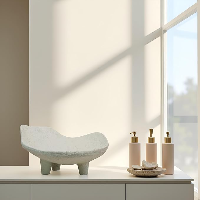 Braxio White Decorative Bowl with Sand Finish - Key Holder Bowl for Entryway Table, Modern Fruit Bowl for Kitchen Counter, Centerpiece Catch-All Bowl 10.5 x 10 x 5.5 Inch