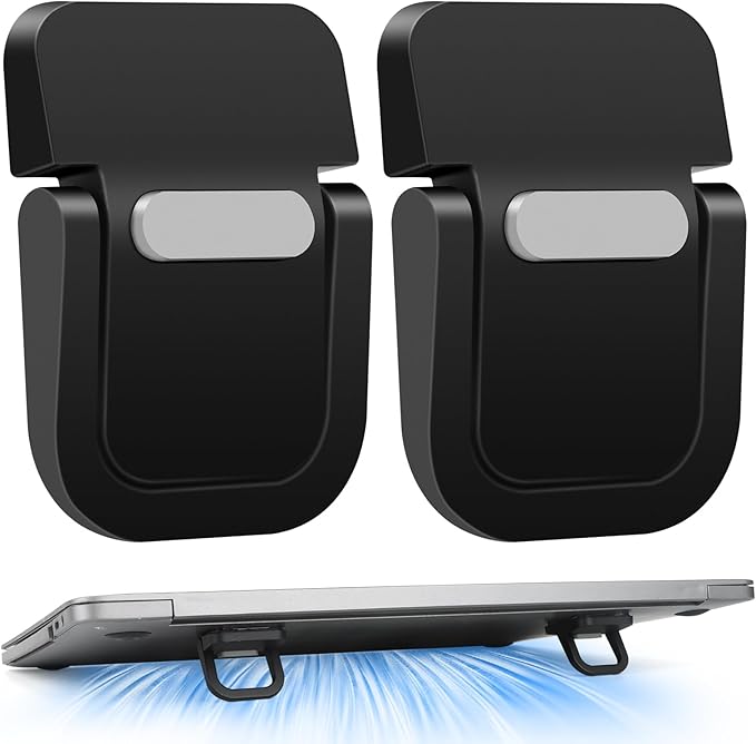 Mini Laptop Stand, Portable Laptop Stand, Foldable & Lightweight Ergonomic Riser with Ventilated Cooling, Sleek Computer Notebook Holder Fits Keyboards &10-17.3 Inch Laptops, Black