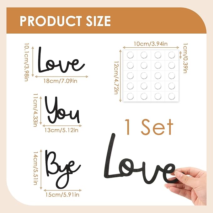 21.6" Love You Bye Wood Sign, Above Door Home Wall Boho Decor Plaque, Black Modern Simplicity Decoration for Front Door Entryway Living Room Aesthetic, Show Your Love and Warm for Your Family (Black)