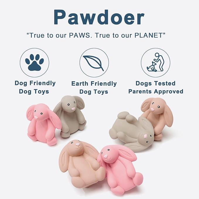 Squeaky Dog Toys for Medium Dogs, Soft Latex Bunny Squeaky Dog Ball, Cute Funny Squeak Rabbit Pet Toys