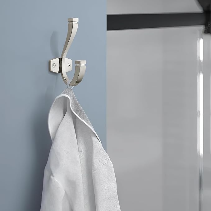 SAILING Coat Hooks - 5 Pack Brushed Nickel Towel Hooks Robe Hooks Decorative Wall Hooks for Bathroom Bedroom Kitchen Towel Robe Clothes Cabinet Closet Bathroom Hardware