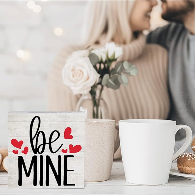 Be Mine Valentine Decorations for Home Valentines Decor Valentine Theme Signs Valentines Day Table Decor Anniversary Wedding Gifts Valentine Gifts for Her Him 5 x 5 inches