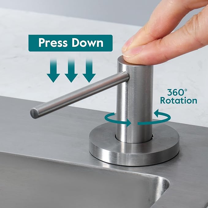 Gappo Upgraded Soap Dispenser for Kitchen Sink Brushed Nickel, Stainless Steel Countertop Pump, Built in Sink Soap Dispenser with 47" Extension Tube kit