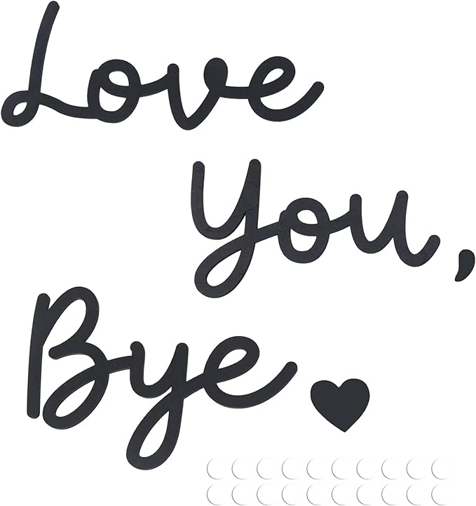 2 Pcs Love You Bye Wood Sign Above Door, Wooden Decor Sign for Home,Windows and Walls Art Decor (Black, Medium size)