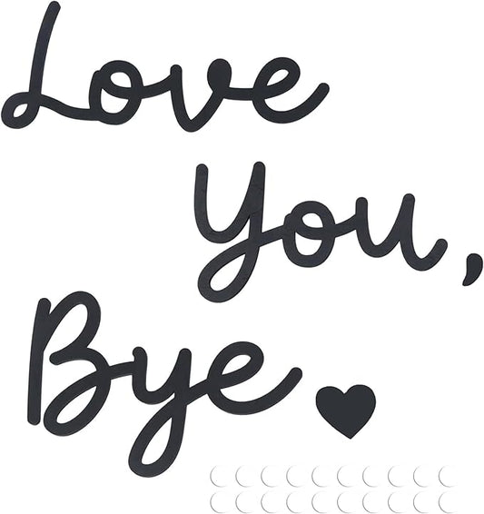2 Pcs Love You Bye Wood Sign Above Door, Wooden Decor Sign for Home,Windows and Walls Art Decor (Black, Medium size)
