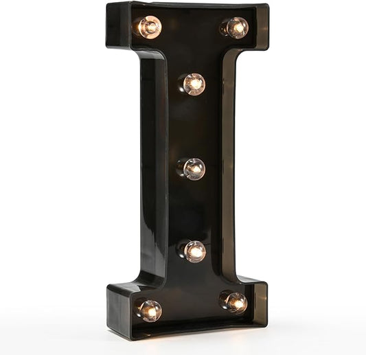 OYCBUZO Light Up Black Alphabet Marquee Letters Sign LED Marquee Number Lights Sign for Night Light Home Bar Christmas Lamp Birthday Party Wedding Decoration I