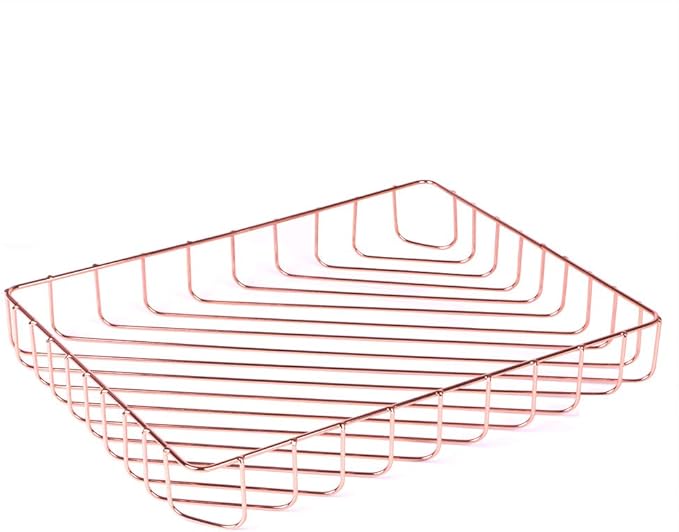 Rose Gold File Organizer for Desk Letter Size Desk Paper Organizer Trays Large Capacity Metal File Organizer Paper Tray Wire Basket Bins for Office Desktop,12.5" x 9.4" x 1.9"