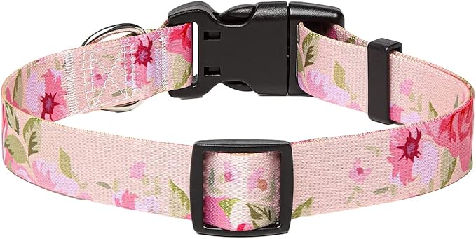 Dog Collar with Bohemia Floral Tribal Geometric Patterns - Soft Ethnic Style Collar Adjustable for Small Medium Large Dogs (Pink Rose,XS)