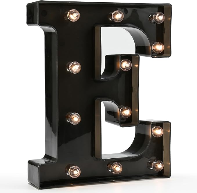 OYCBUZO Light Up Black Alphabet Marquee Letters Sign LED Marquee Number Lights Sign for Night Light Home Bar Christmas Lamp Birthday Party Wedding Decoration E