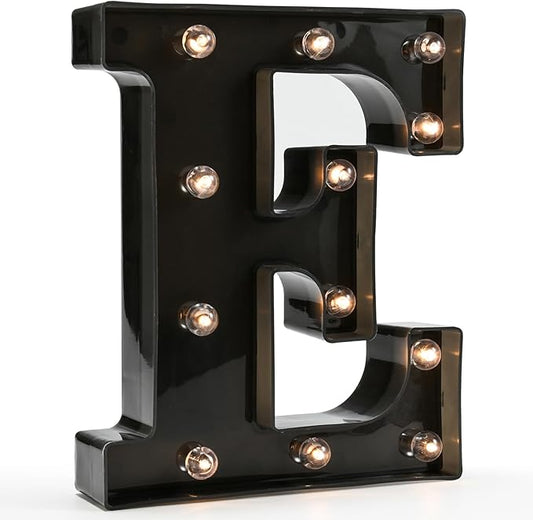 OYCBUZO Light Up Black Alphabet Marquee Letters Sign LED Marquee Number Lights Sign for Night Light Home Bar Christmas Lamp Birthday Party Wedding Decoration E