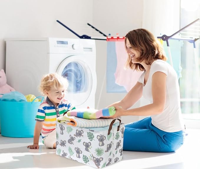 Essme Rectangular Baby Storage Baskets,Koala Basket with Handles Kids Storage Bin for Boys Room Decor,Cute Bins,Book Basket,Gift Box.(Koala)