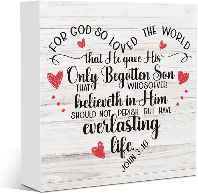 Christian Valentines Day Decor for Home Scripture Decor Valentines Kitchen Decor Christian Decor Rustic Valentines Day Decor for Table 5 X 5 Inches