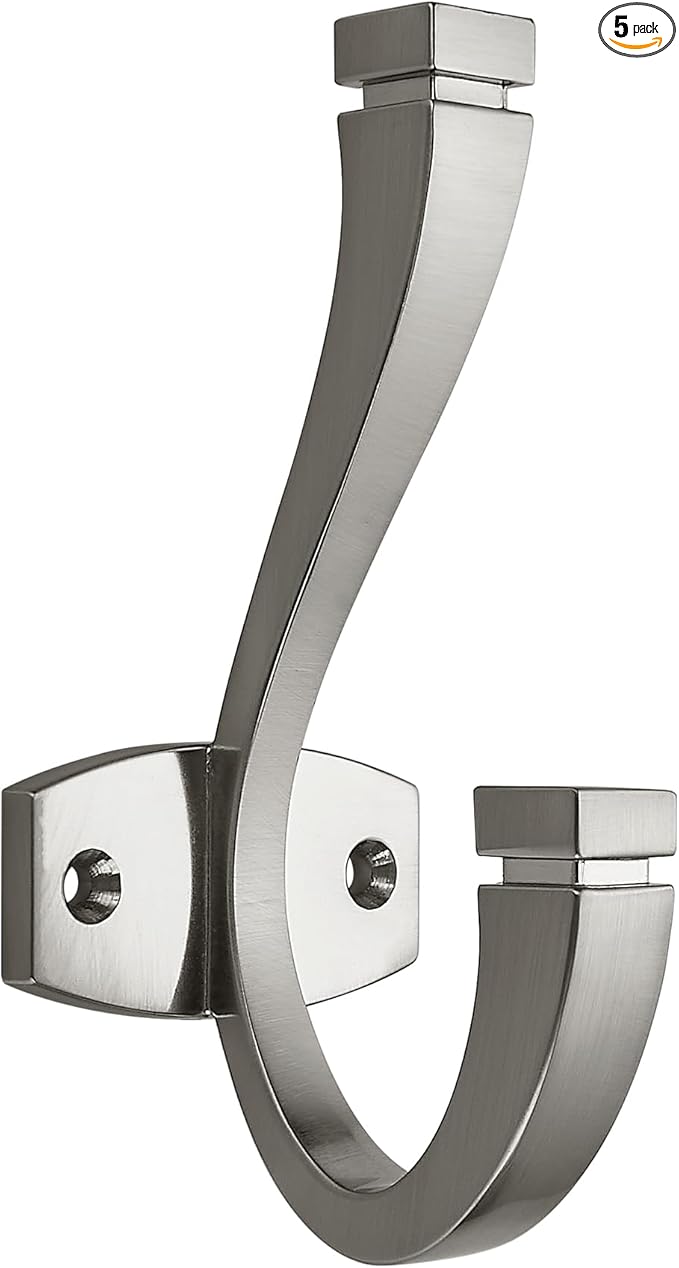 SAILING Coat Hooks - 3 Pack Brushed Nickel Towel Hooks Robe Hooks Decorative Wall Hooks for Bathroom Bedroom Kitchen Towel Robe Clothes Cabinet Closet Bathroom Hardware