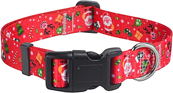 Christmas Dog Collar - Premium Adjustable Dog Collar for Small Medium Large Dogs (Christmas,XS)