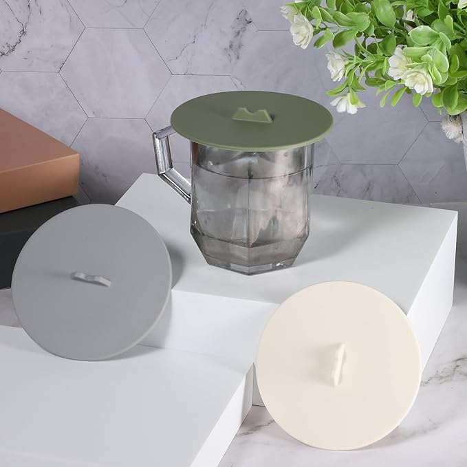 Silicone Lids for Cups, 3Pcs Anti-dust Airtight Seal Lid for Mugs, Colored Universal Cup Lids, Silicone Cups Covers, Reusable Mug Cover for Coffee, Tea Cup and Mugs(3 color)