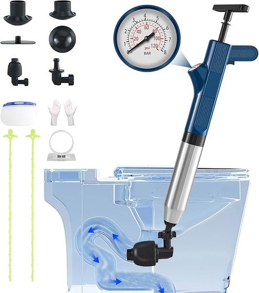 Toilet Plunger, High Pressure Toilet Air Plunger Blaster Drain, Unclogger Plungers, Versatile Clog Remover Air Drain Blaster Tools for Home, Bathroom, Floors, Shower, Kitchen, Plumbing Clogged