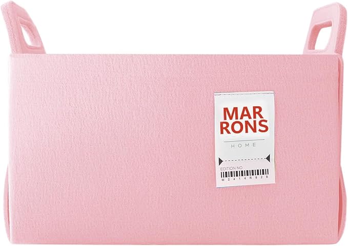 Collapsible Felt BABYPINK Storage Bin Medium 11"x7.1"x7.1" – Foldable Basket with Handles for Closet, Toy Storage, Laundry Room Organization, Decorative Storage Bins for Shelves, Cube Storage