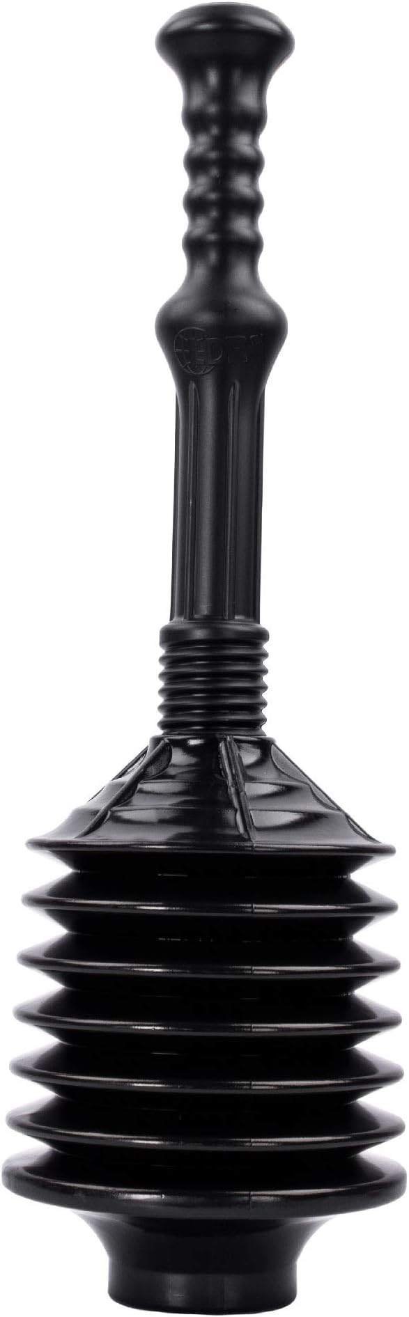 JS Jackson Supplies Professional Bellows Accordion Toilet Plunger, High Pressure Thrust Plunge Removes Heavy Duty Clogs from Clogged Bathroom Toilets, All Purpose Power Plungers for Bathrooms, Black