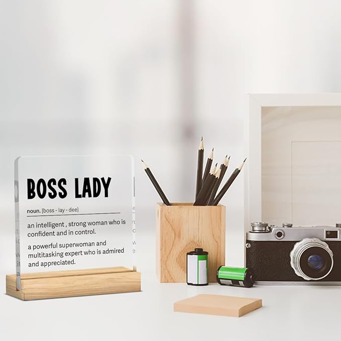 Funny Boss Gifts for Women Men Boss Lady Gifts for Women Office Decor Acrylic Plaque Leadership Thank You Manager Mentor Inspirational Gift 4x4 Inches