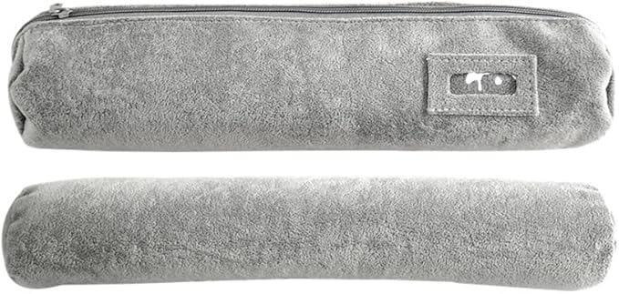 Bracelet Bangle Watch Roll Travel Pouch Jewelry Organizer, Black Gray Velvet Portable Zipper Pouch with Removable Roll Insert for Standard Size 12.5" W x 2.8" Diameter. (All Gray)