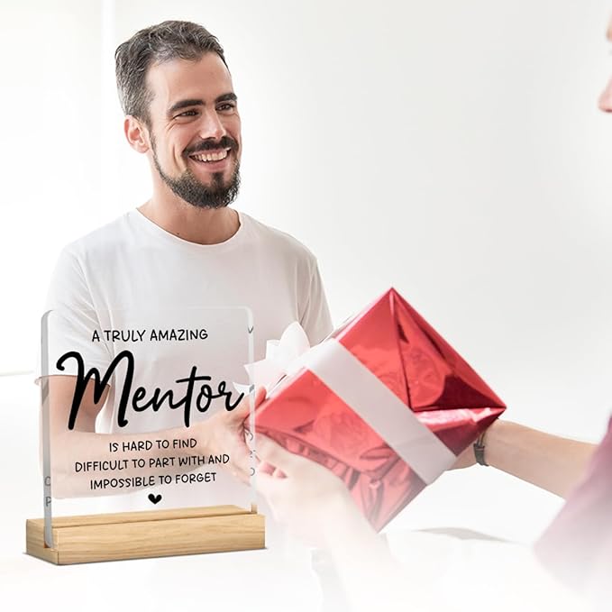Funny Mentor Gifts for Women Men Office Decor Acrylic Plaque Leadership Thank You Appreciation Gifts for Boss Manager Mentor Inspirational Gift 4x4 Inches