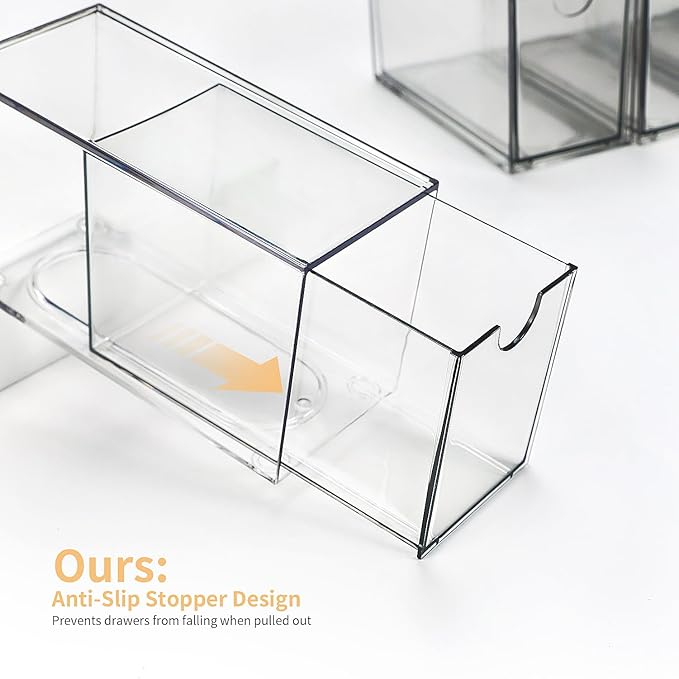 Desk Organizer with Drawers, Stackable Plastic Storage Drawers for Makeup or Desk Organization, Cabinets for Office Dressing Countertop Bathroom Bedroom (6 Packs)