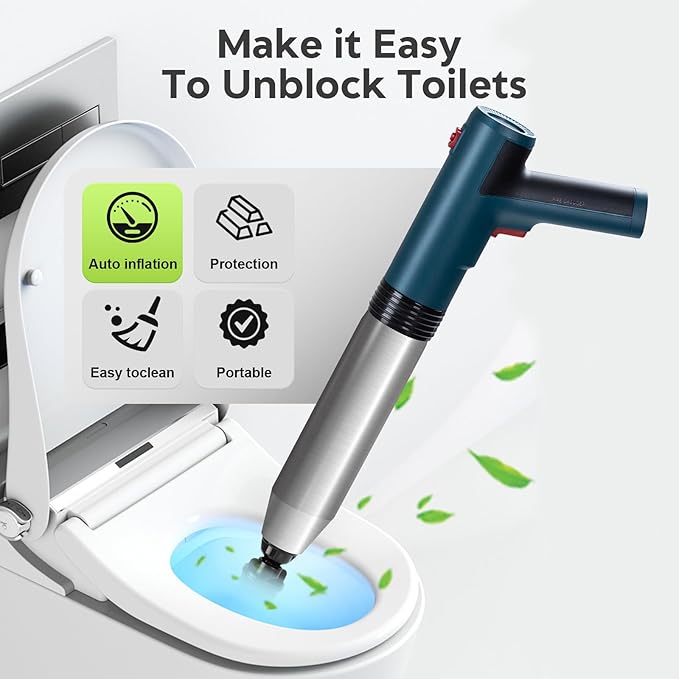 Electric Toilet Plunger - Toilet Plungers for Bathroom, Floor Drain, Sewer, Kitchen Pipes，High-Pressure Home Toilet Clog Remover