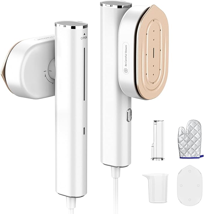 Portable Steamer For Clothes Travel Mini Steamer and Iron Fast 10s Heat-Up, Horizontal and Vertical 1200W Effortless Wrinkle Removal, Garment Steamer and Iron for Travel Office Home(110-120V)