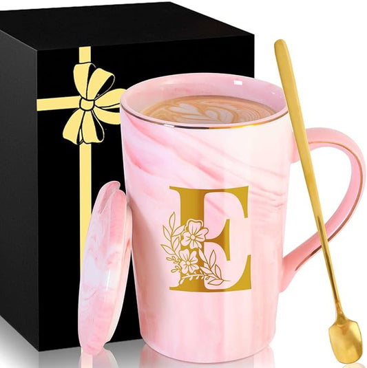 Personalized Ceramic Coffee Mug with Lid Tea Cup Best Female Friend Happy Birthday Gifts Ideal Close Women Bf Stuff Bestie Soul Sister Long Distance Personalized Unique Cute Christmas Xmas Present,E