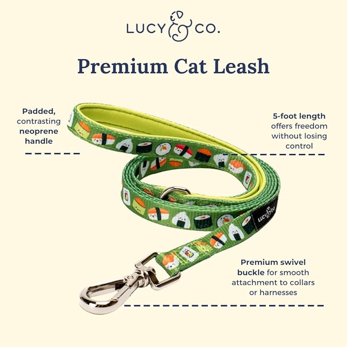 Lucy & Co. How I Roll Step-in Cat Harness & Leash Bundle – Reflective, Breathable & Adjustable Harness for Cats, Kittens & Small Dogs, Lightweight & Secure and Dual Leash Clips – Medium