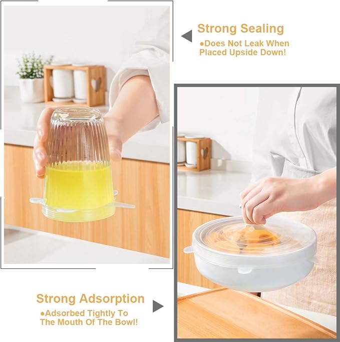 4 Pack Same Size Silicone Stretch Lids, Thicker Reusable Sturdy Silicone Container Cover, Expandable Food Storage Covers, Dishwasher and Freezer Safe, 3.75in(9.5cm)