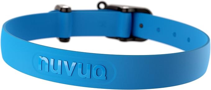 Waterproof Dog Collar - Durable, Comfortable and Adjustable Outdoor Dog Collar with Wear Resistant Buckle and ID Tag Ring for Medium Dogs by Nuvuq (Blue, Medium)