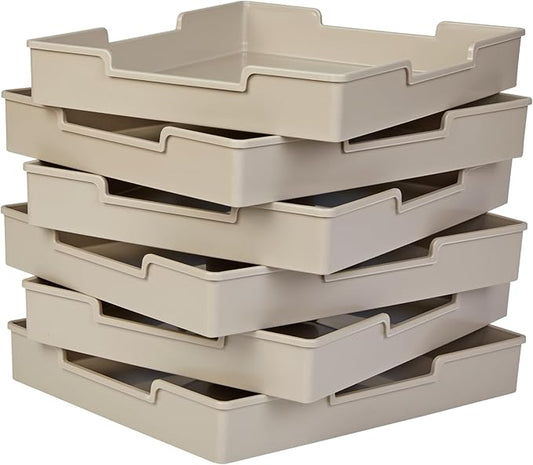 Really Good Stuff Plastic Trays - Tan, 6 Pack