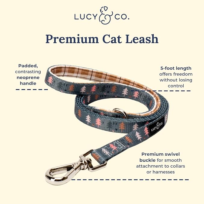 Lucy & Co. Take a Hike Step-in Cat Harness & Leash Bundle – Reflective, Breathable & Adjustable Harness for Cats, Kittens & Small Dogs, Lightweight & Secure and Dual Leash Clips – X-Small