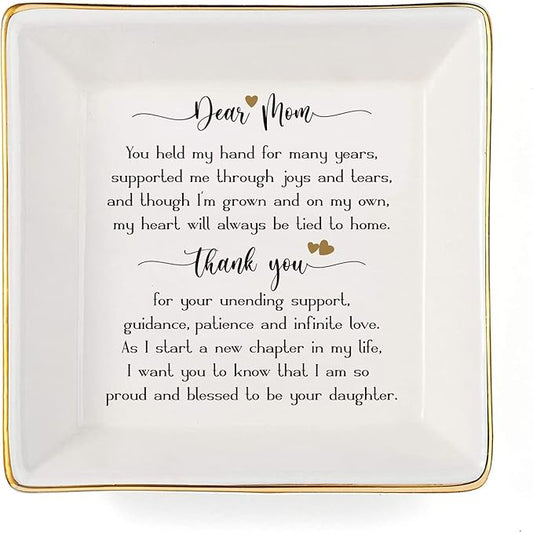 Mother of Bride Gifts from Daughter,Jewelry Holder Ring Dish Organizer,Wedding Gifts for Mom - You Held My Hand for Many Years