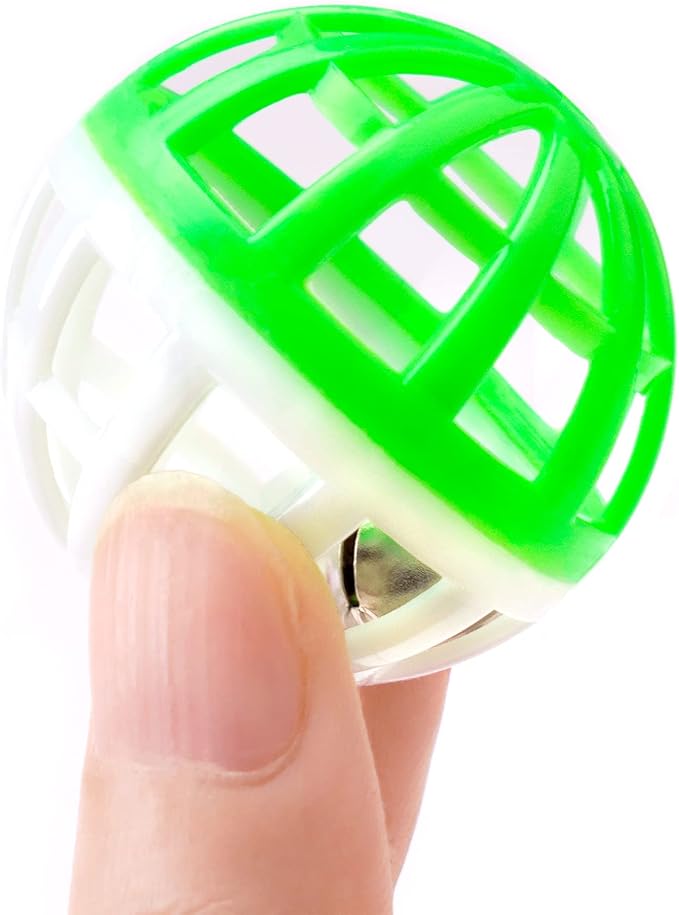 CHIWAVA 45PCS 1.6" Cat Toy Balls with Bells - Plastic Lattice Jingle Balls for Kittens, Interactive Chasing & Pounce Rattle Toys, Assorted Colors