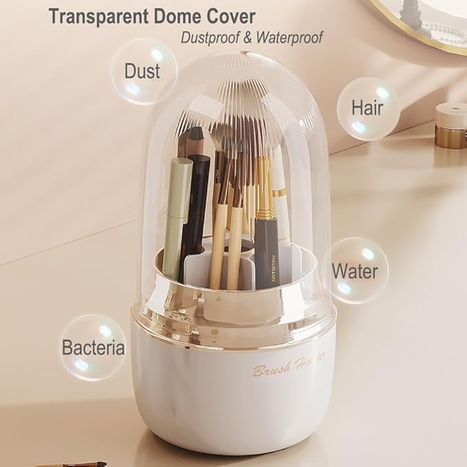 Makeup Brush Holer, 360° Rotated Cosmetic Organizer for Brushes Storage, Gift Trendy Make up Brush Storage Organizer for Bathroom, Bedroom, Dresser Countertop (Avocado Green)