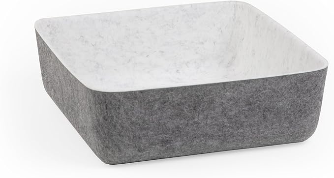 Three by Three Seattle felt·like·it!™ Small Cubby Storage Bin Set of 3 with Dividers – Eco-Friendly Recycled Felt Bins for Home & Office Organization, Charcoal