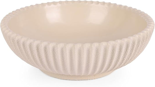 LCCCK 11in Large Decorative Fruit Bowl for Kitchen Counter, Modern Pedestal Decorative Bowl for Home Decor, Entryway Key Bowl & Centerpiece Bowl, Artificial Stone Resin