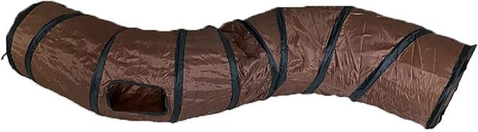 Cat Tunnel for Indoor Cats Interactive, Rabbit Tunnel Toys, Pet Toys Play Tunnels for Cats Kittens Rabbits Puppies Crinkle Pop Up Brown 47" Shape S