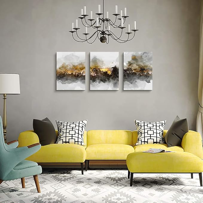 Wall Art For Living room Black and white abstract painting bathroom Wall Decor for bedroom artwork Painting 16" x 24" 3 Pieces Canvas Prints Decor Modern Salon kitchen office Home decorations picture