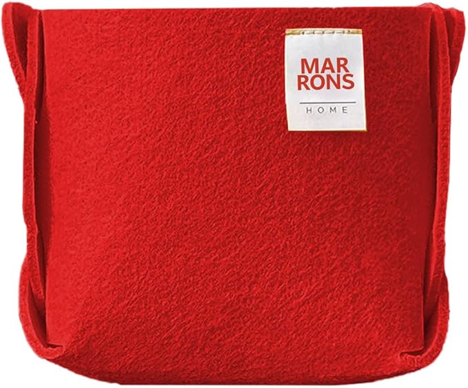 Collapsible Felt Red Storage Bin Mini 3.9"x3.9"x3.9" – Foldable Basket with Handles for Closet, Toy Storage, Laundry Room Organization, Decorative Storage Bins for Shelves, Nursery Storage