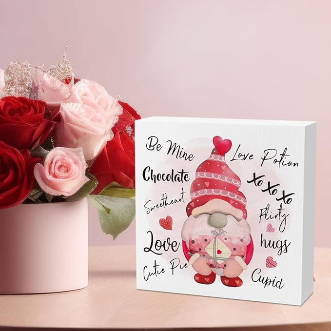 Valentine Decorations for Home Gnome Valentines Decor Rustic Romantic Valentines Day Anniversary Decorations for Boyfriend Girlfriend Gifts 5 X 5 Inchs