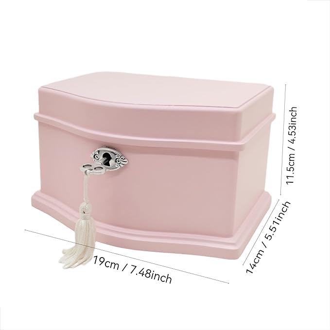 Ballerina Musical Jewelry Box with Mirror Lock for Girls Wooden Jewelry Storage Music Chest Perfect Gifts for Kids,Great gifts for Christmas and all Holidays (Pink-M)