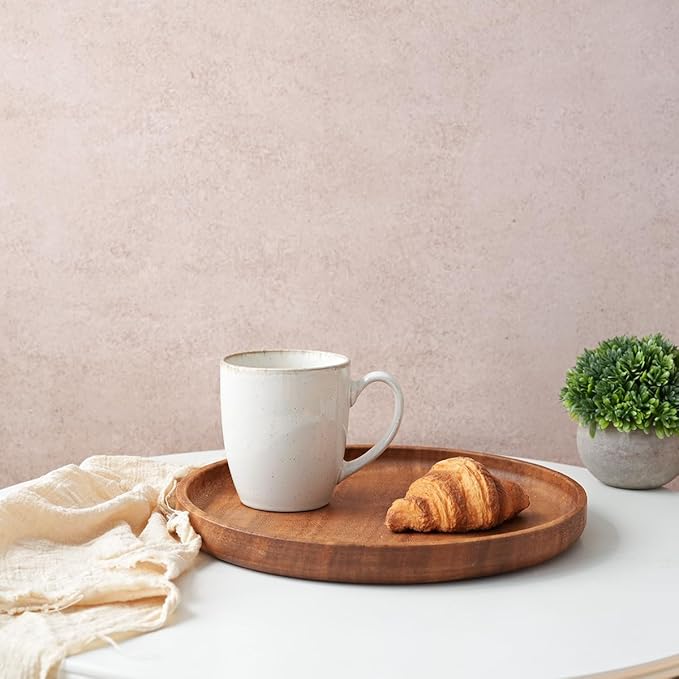 Bosmarlin Ceramic Coffee Mug Set of 4, 17 Oz, Coffee Cups with Big Handle, Microwave Safe, Unique Reactive Glaze (White, 17 Oz)