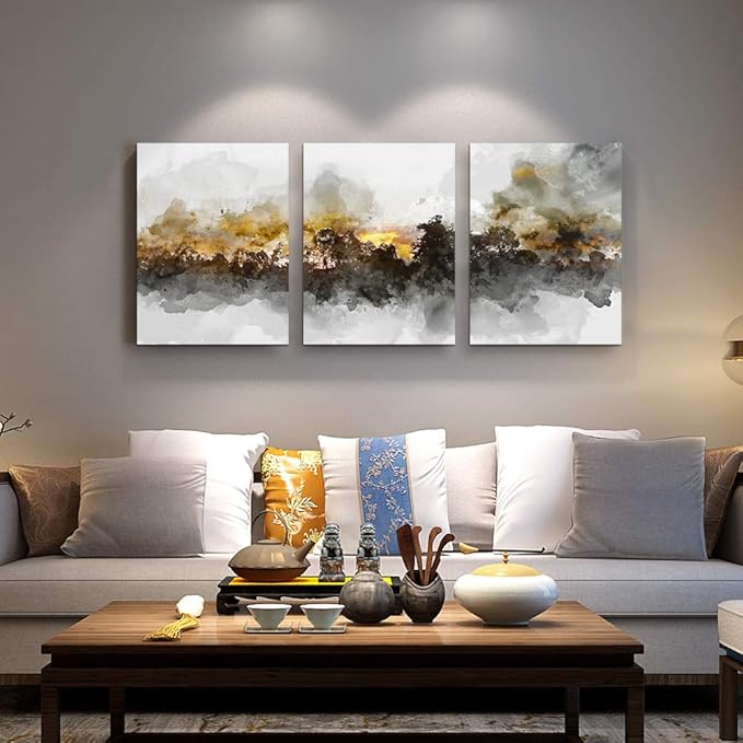 Wall Art For Living room Black and white abstract painting bathroom Wall Decor for bedroom artwork Painting 16" x 24" 3 Pieces Canvas Prints Decor Modern Salon kitchen office Home decorations picture