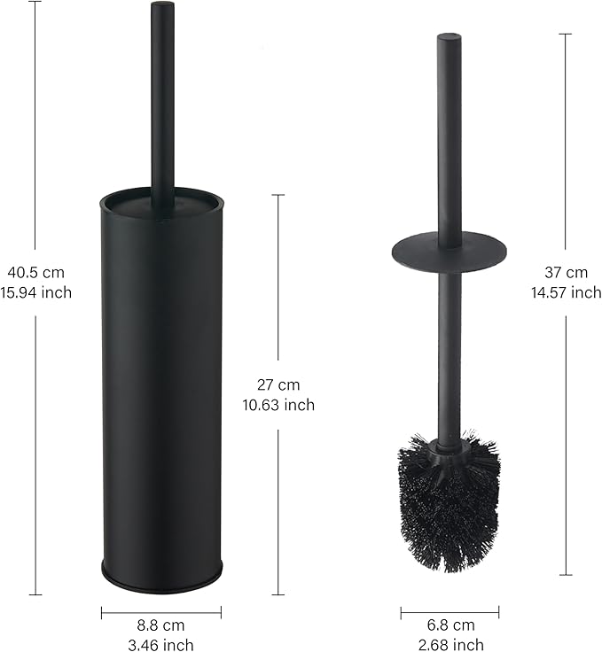 Toilet Brush and Holder,Stainless Steel Toilet Brushes for Bathroom with Holder 2pack Black
